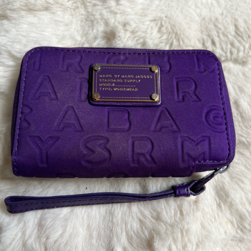 Marc Jacobs Purple Embossed Wristlet Clutch